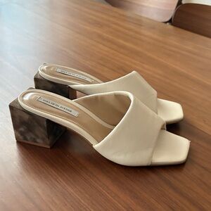 Saks Fifth Avenue Cream Mules with Marble Heel